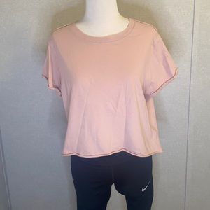 Free People Raw Hem Blush Crop Top: M